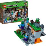 LEGO Minecraft O Kit de Construção da Caverna Zumbi 21141 com personagens populares de Minecraft Steve e Zombie Figure, separado tnt brinquedo, carvão