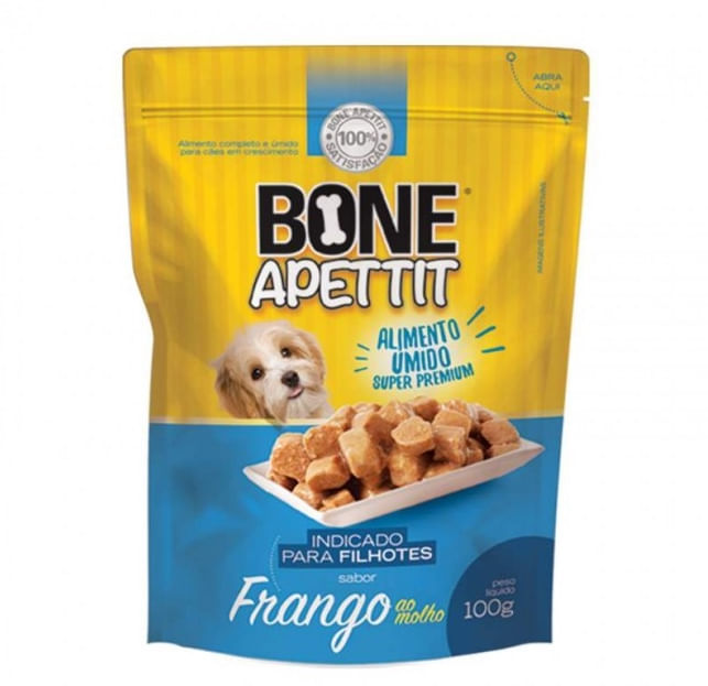 Sache Ração Úmida Bone Apettit Cão Cachorro Pet Frango 100g