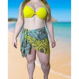 Saída De Praia Canga Feminina Zebrinha Amarelo E Azul