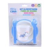 Kit Alimentação Com Copo Infantil 4 Peças Fibra De Bambu Bene Casa Azul