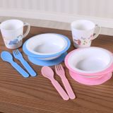 Kit Alimentação Com Copo Infantil 4 Peças Fibra De Bambu Bene Casa Rosa