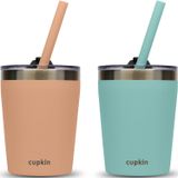 Copos Infantis De Aço Inoxidável Empilháveis (transição De Copos Infantis De Copos Sippy) - Conjunto De (2) 8 Oz Tumblers Isolados, 2 Tampas Não Bpa
