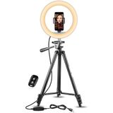 Ubeesize 10 Selfie Ring Light Com 50 Tripod Stand &amp, Phone Holder Para Transmissão Ao Vivo/maquiagem, Mini Desktop Led Camera Ringlight Para Víde