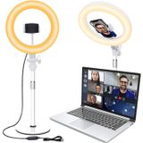 Videoconferência Iluminação Para Laptop Computador, 10,5 Selfie Ring Light Com Suporte De Suporte E Suporte Telefônico Para Trabalho Remoto, Chamada