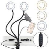 Nexigo 3,5 Polegadas Dual Selfie Ring Light Com Moible Phone & Webcam Holder, Modos 3-light, 10 Níveis De Brilho, Luz De Anel Led Com Tripé Stand, Pa