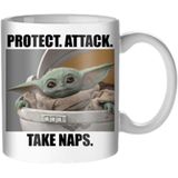 Silver Buffalo Star Wars The Mandalorian The Child Take Naps Ceramic Mug, 20-Ounce, White