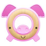 Nuby Natural Wood &amp, Silicone Teether: Porco, 3m+, Rosa