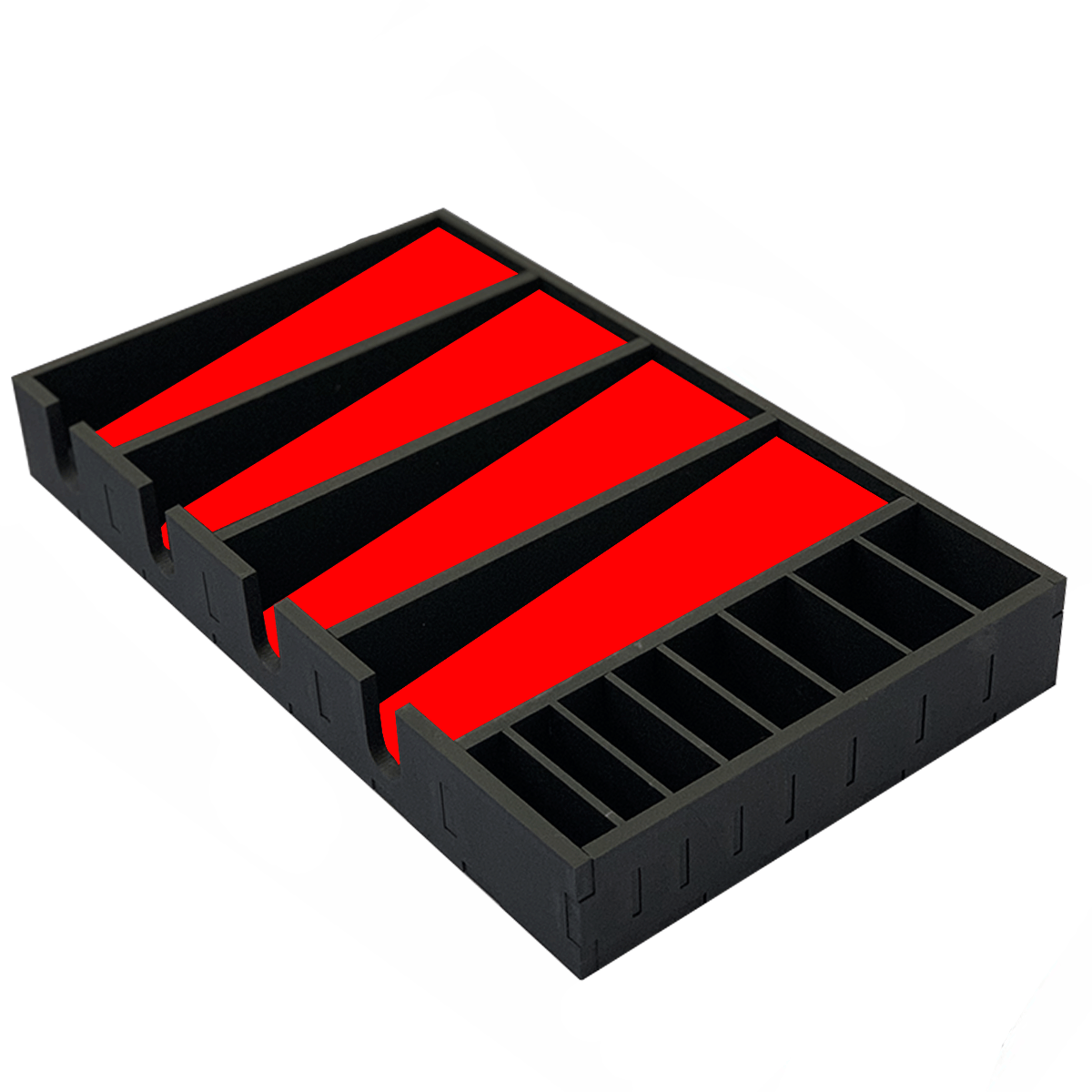 Suporte Em Mdf Para 4 Máquinas De Cortar Cabelo E 8 Pentes Vermelho E Preto