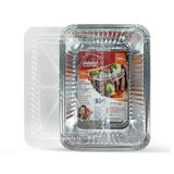 Assadeira De Aluminio Retangultar 1000ml Tampa Pet 12un Vabene