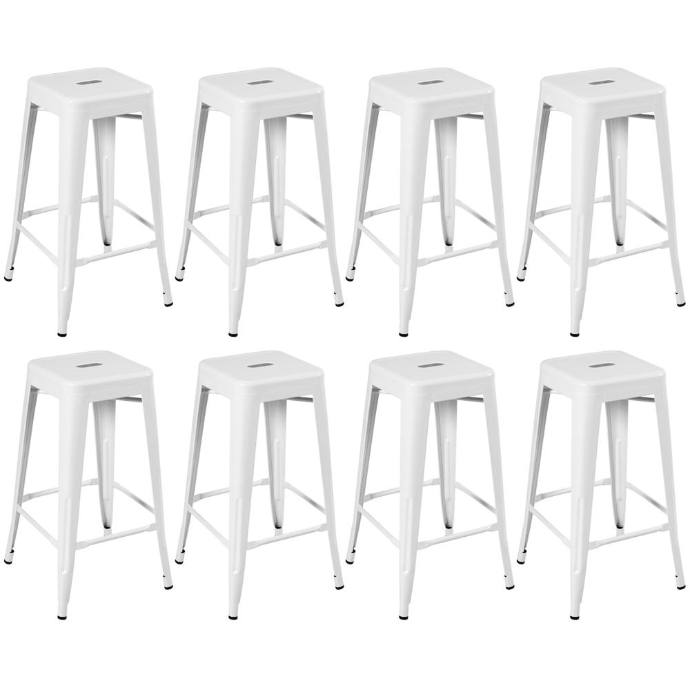 Kit - 8 X Banquetas Altas Iron Tolix - 76 Cm - Branco
