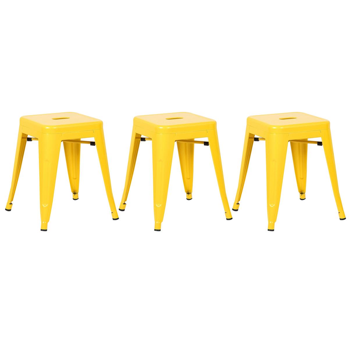 Kit - 3 X Banquetas Baixas Iron Tolix - 45 Cm - Amarelo