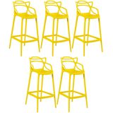 Kit - 5 X Banquetas Altas Masters Allegra - Amarelo