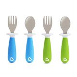 Munchkin 4 Conde Levantar Garfo Infantil E Colher, Azul/verde, 12+
