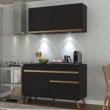 Cozinha Compacta 2 Peças Com Leds Mp2012 Veneza Up Multimóveis Preta