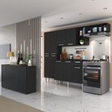 Cozinha Completa C/ Buffet/aparador Paris Multimóveis Mp2043 Preta