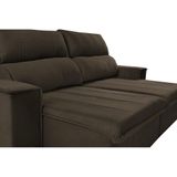 Sofá Retrátil E Reclinável 2,30m Cama Inbox Flórida Com Molas E Bordado 3d Velusoft Café