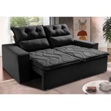 Sofá Retrátil E Reclinável 1,50m Cama Inbox Smal Com Bordado Pantográfico Suede Preto
