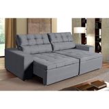 Sofá 4 Lugares Austrália 250cm Retrátil E Reclinável Suede Liso Cinza Umabox