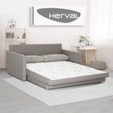 Sofá-cama Herval Queen Aurora, 3 Lugares, Linho Cinza