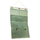 Organizador De Parede Poliester Chevron Verde C/8 Bolsos 35x48cm Casa Limpa
