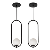 Kit 2 Luminária Pendente Teto Lustre Arco Globo Quarto Preto