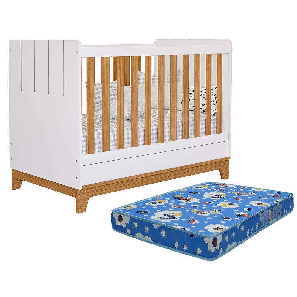 Berço Mini Cama Biscoito Branco/nature Com Colchão Physical - Permóbili Baby