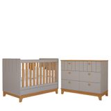 Jogo De Quarto Infantil Biscoito Cômoda 6 Gavetas E Berço Fendi/nature - Permóbili Baby