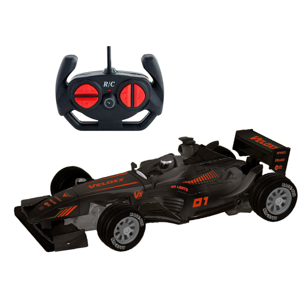 Carrinho De Controle Remoto F1 Veloxx Preto Vermelho Unik Toys