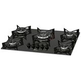 Cooktop Fischer 5Q TC Fit Line Gás Mesa Vidro Preto Bivolt