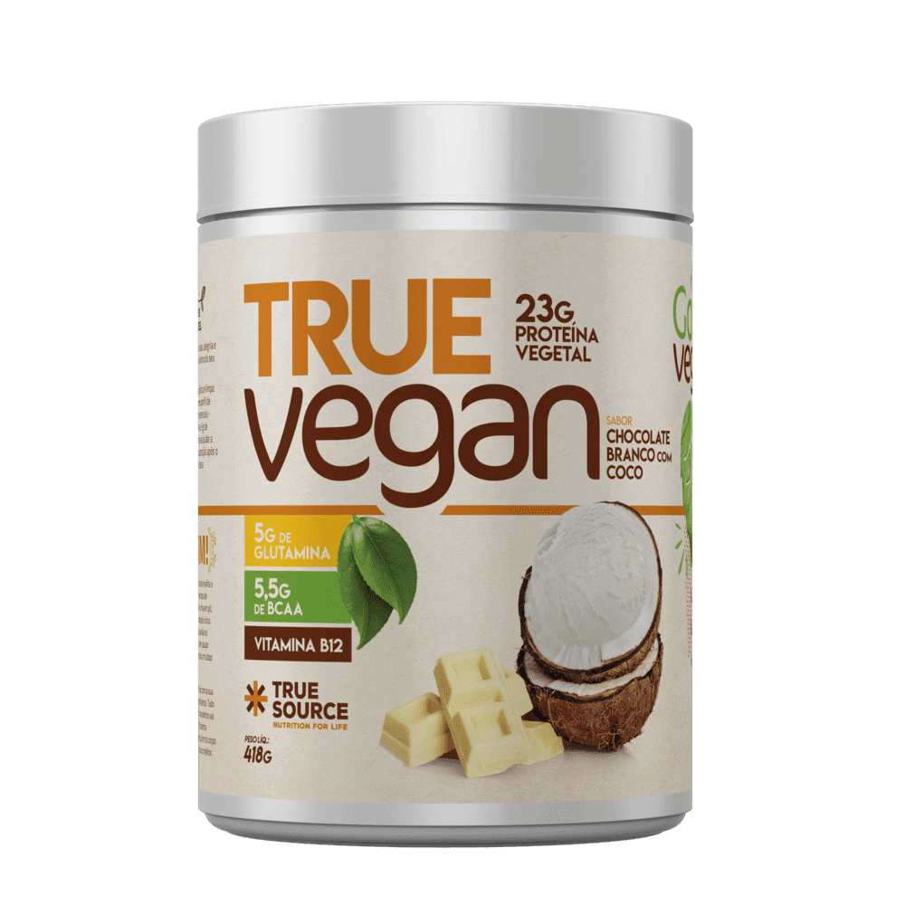 Kit 2x: Proteína True Vegan Chocolate Branco Com Coco True Source 418g ...