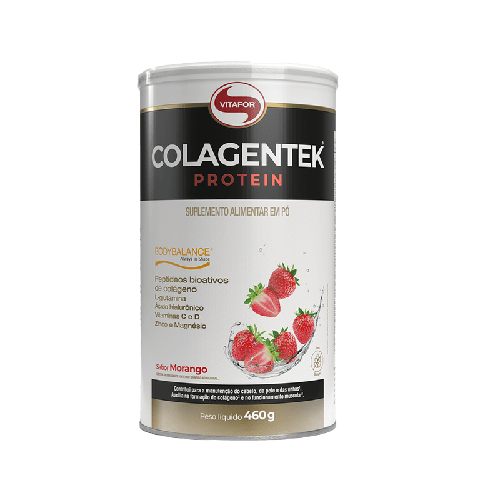 Kit 2x: Colagentek Protein Colágeno Hidrolisado Morango Vitafor 460g