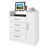 Comoda Delta Quarto Com 4 Gavetas E 1 Porta Branco