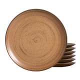 Jogo De Pratos Sobremesa Cerâmica 6 Peças 20cm Kya Terracota