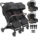 Carrinho Para Gemeos Com 2 Bebe Conforto Kiddo Sprint Ii Preto