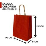 10 Sacola De Papel Kraft Presente Colorida 17,5x8,5x21,5cm
