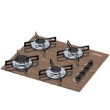 Cooktop 4 Bocas Ultra Chama Marmore Bivolt Amadeirado Escuro Chamalux