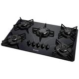 Cooktop 5 Bocas A Gás Braslar Pop Com Mesa De Vidro Preto 127v/220v