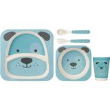 Kit Refeição Infantil Buba Bambu - 5 Peças - Cachorro Buba Azul