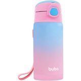 Copo/garrafa Térmica Infantil Com Canudo Buba Aço Inoxidável - 400 Ml - Rosa Degradê Buba Rosa