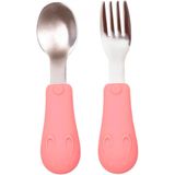 Kit Talheres Infantil Buba Em Silicone - 2 Peças - Rosa Buba Rosa