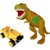 Dinossauro Adijomar Tirano Rex Safari - Articulável Com Som - Verde/marrom/amarelo Adijomar Verde