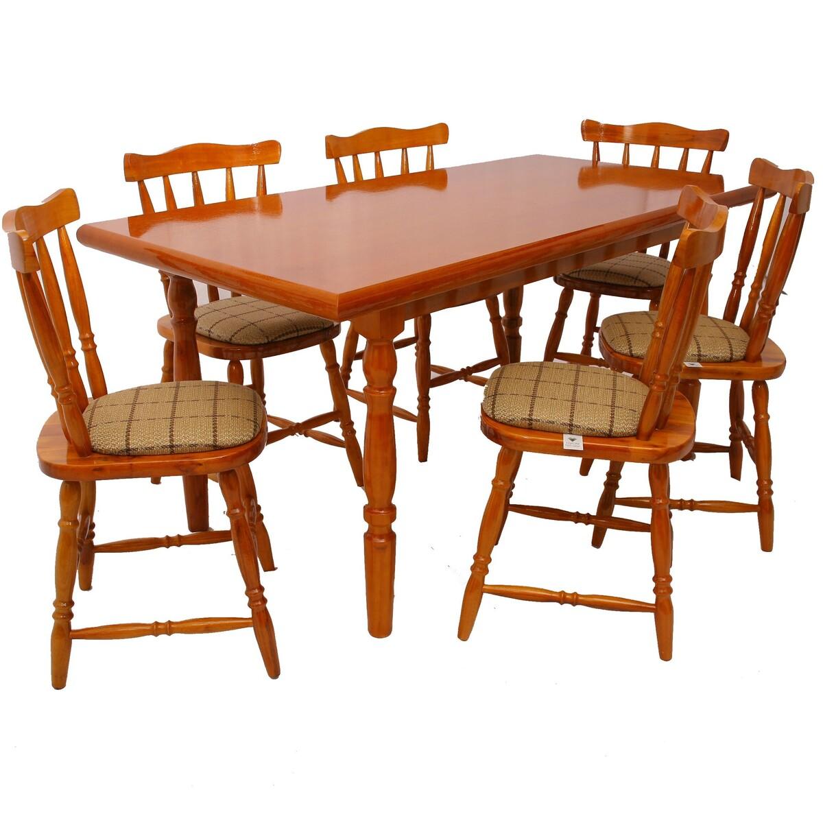 Conjunto Mesa De Jantar 160cm Com 6 Cadeiras Estofadas Multimóveis Cr50086 Mel