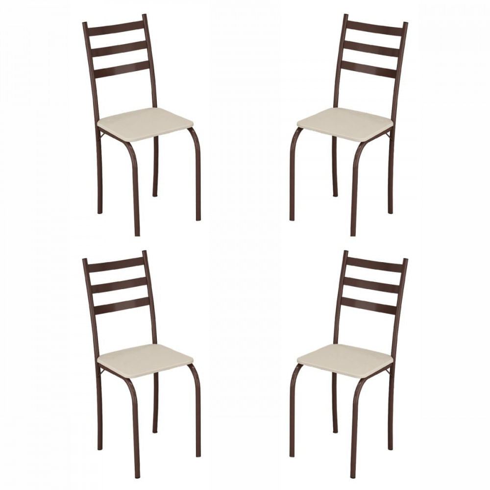 Conjunto Com 4 Cadeiras Maraba Marrom Assento Creme Teixeira