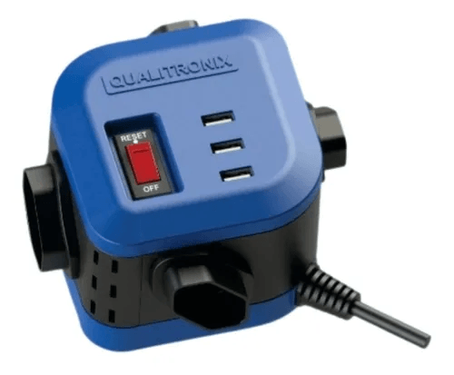 Filtro Torre 4 Tomadas - Plug Tripolar – Azul - Com Usb