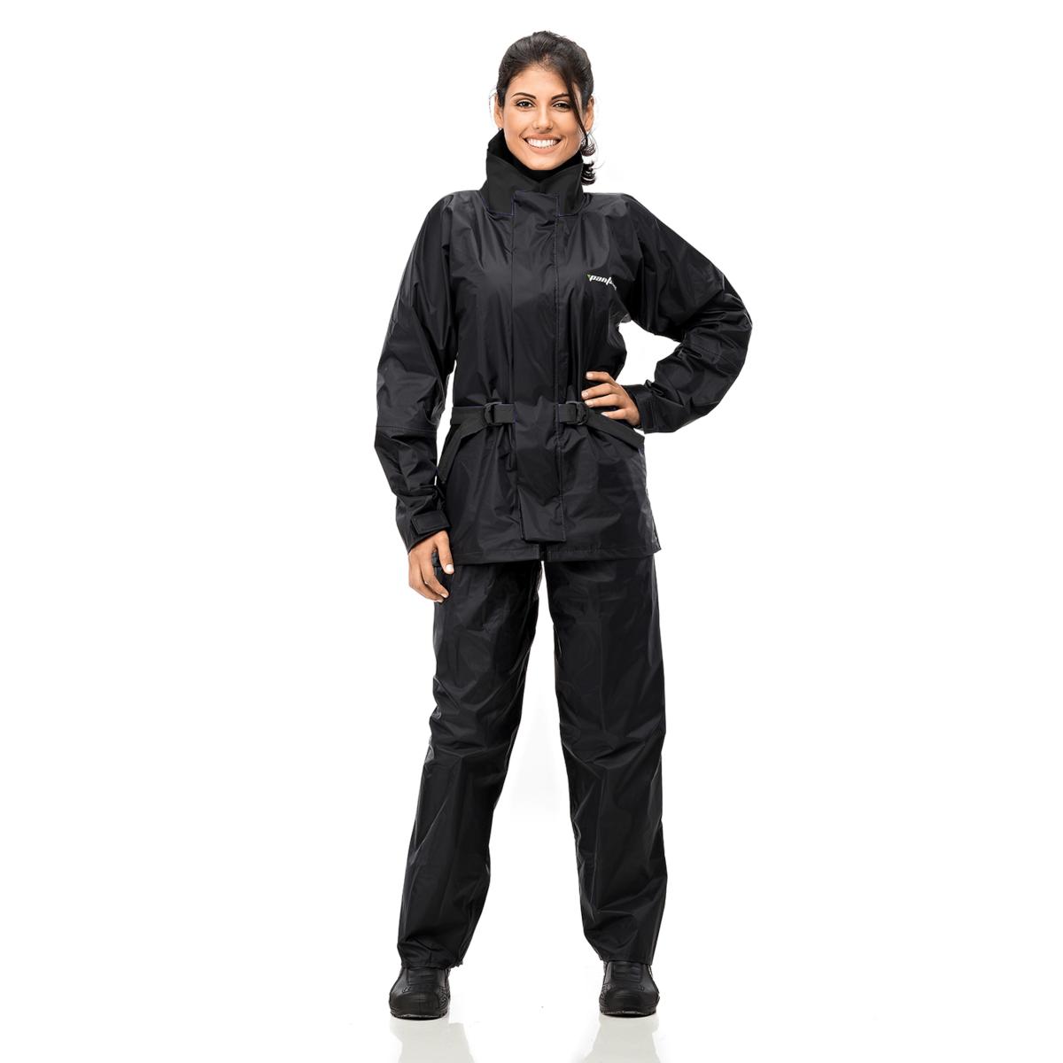 Capa Chuva Conjunto Nylon Feminino Moto Motoboy Pantaneiro - Preto - Gg