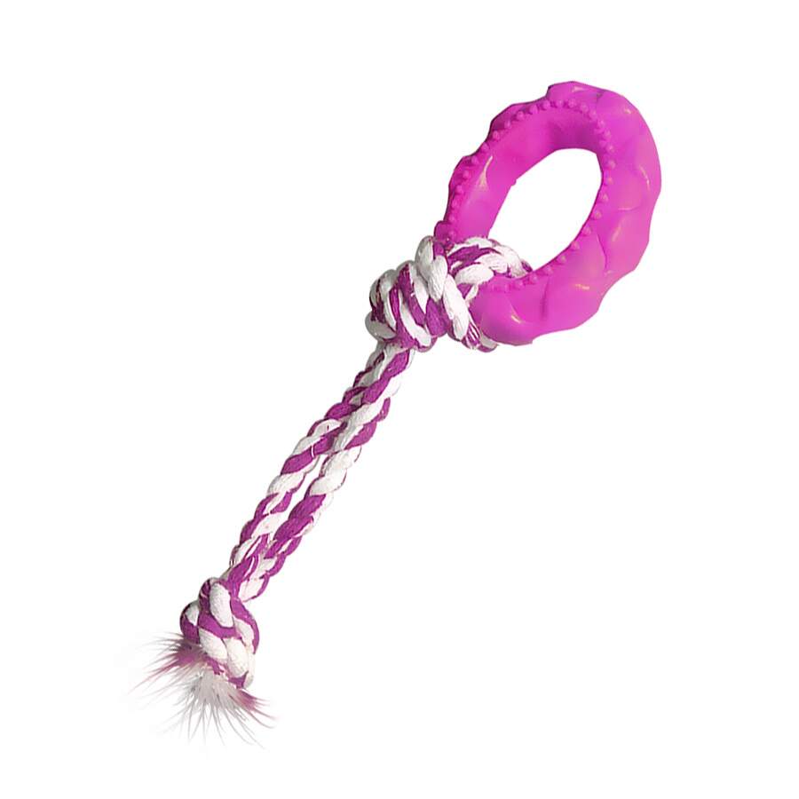 Brinquedo Furacão Pet Pneu Slick Com Corda Rosa Para Cães