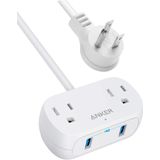 Anker Power Strip Com Usb Powerextend Usb 2 Mini, 2 Tomadas E 2 Portas Usb, Plugue Plano, Cabo De Extensão De 5 Pés, Sistema De Segurança Para Viagen
