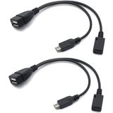 Auvipal 2-em-1 Micro Usb Para Adaptador Usb (cabo Otg + Cabo De Alimentação) Para Fire Stick, Playstation Classic E Mais - 2 Pack