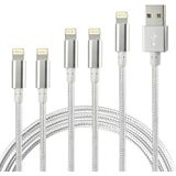 Cabo Carregador Do Iphone, Cugunu 5 Pack3/3/6/6/10ft Cabo De Nylon Usb Certificado Mfi Revest De Nylon Compatível Com Iphone X/max/12/11/8/7/6/6s/5/