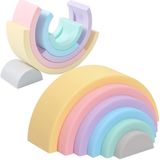 Silicone Rainbow Empilhando Brinquedos E Empilhamento Jogo Arco-íris Forma Arco-íris Combinando Brinquedos Montessori (6pcs)